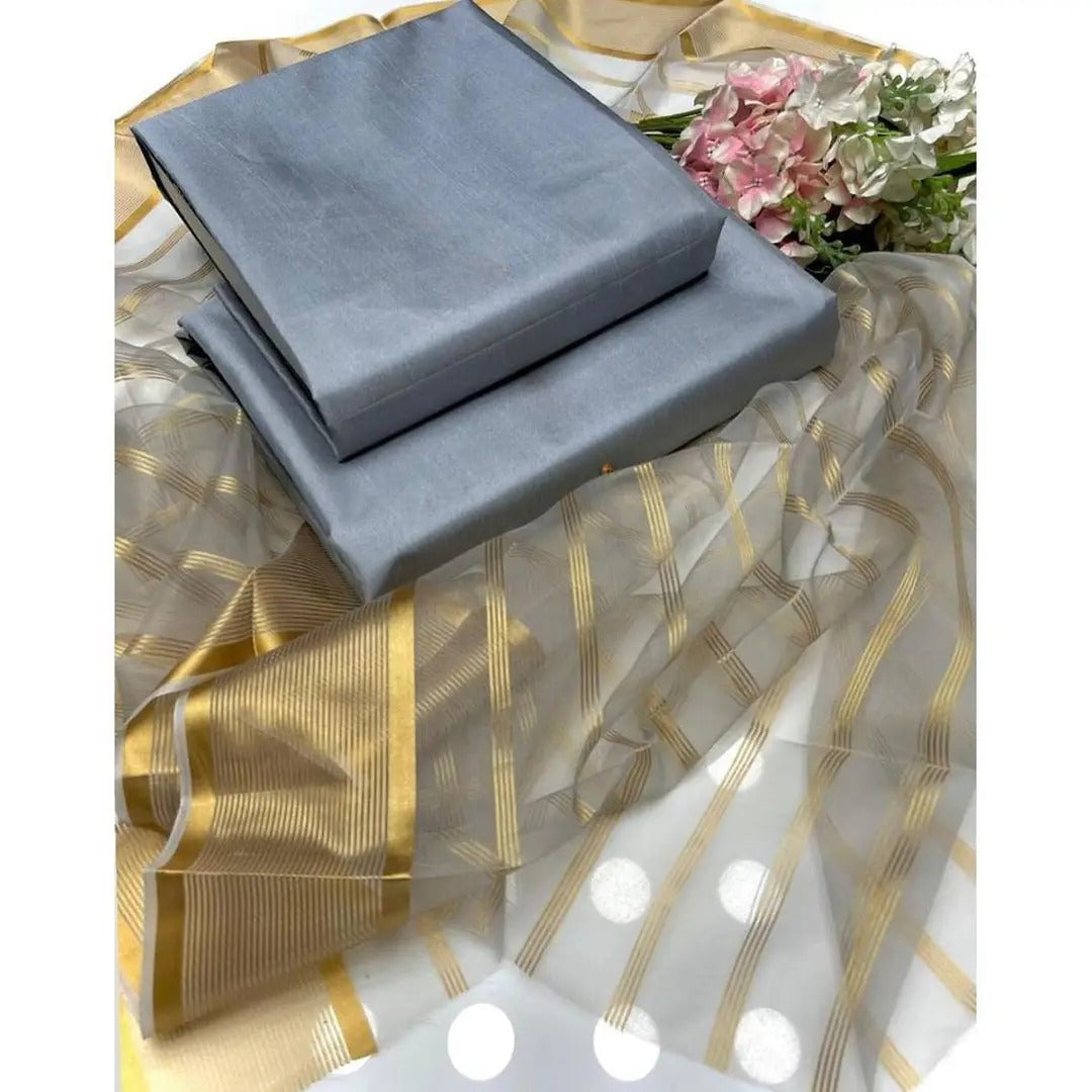 Premium Katan Silk Unstitched 3 Piece Suit
