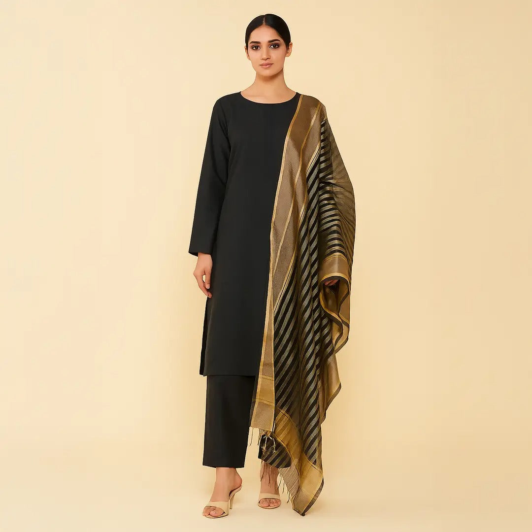 Premium Katan Silk Unstitched 3 Piece Suit