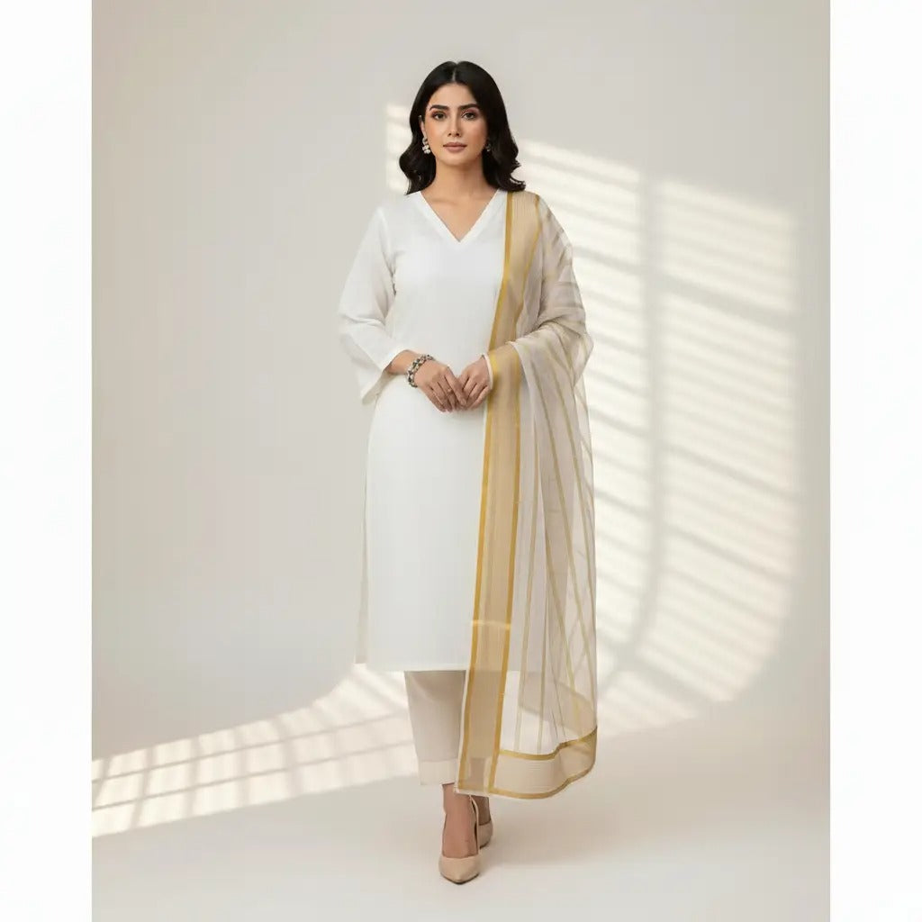 Premium Katan Silk Unstitched 3 Piece Suit
