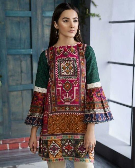 1 Piece Unstitched Digital Swiss Lawn Shirt For Girls & Women 2.5 Yard Shirt Cutting - Blue