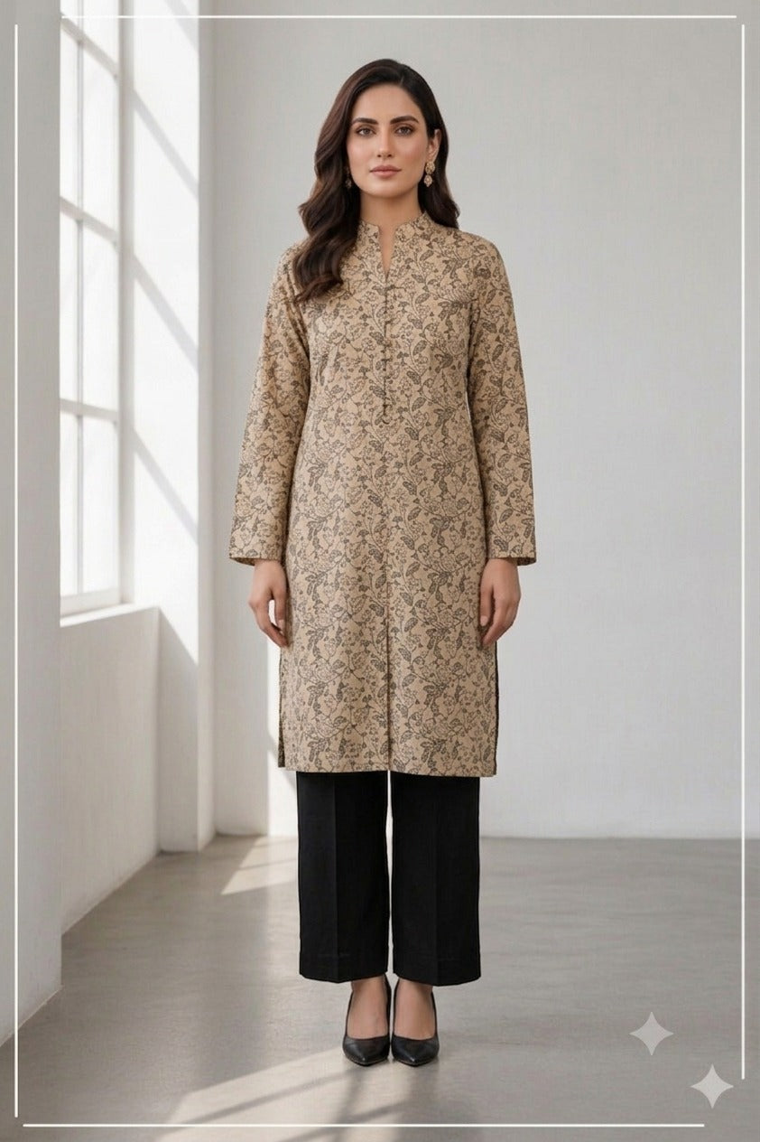 Unstitched Black Allover Block Printed 2-Pcs Katan Silk Suit for Women – Premium Soft Fabric Shirt